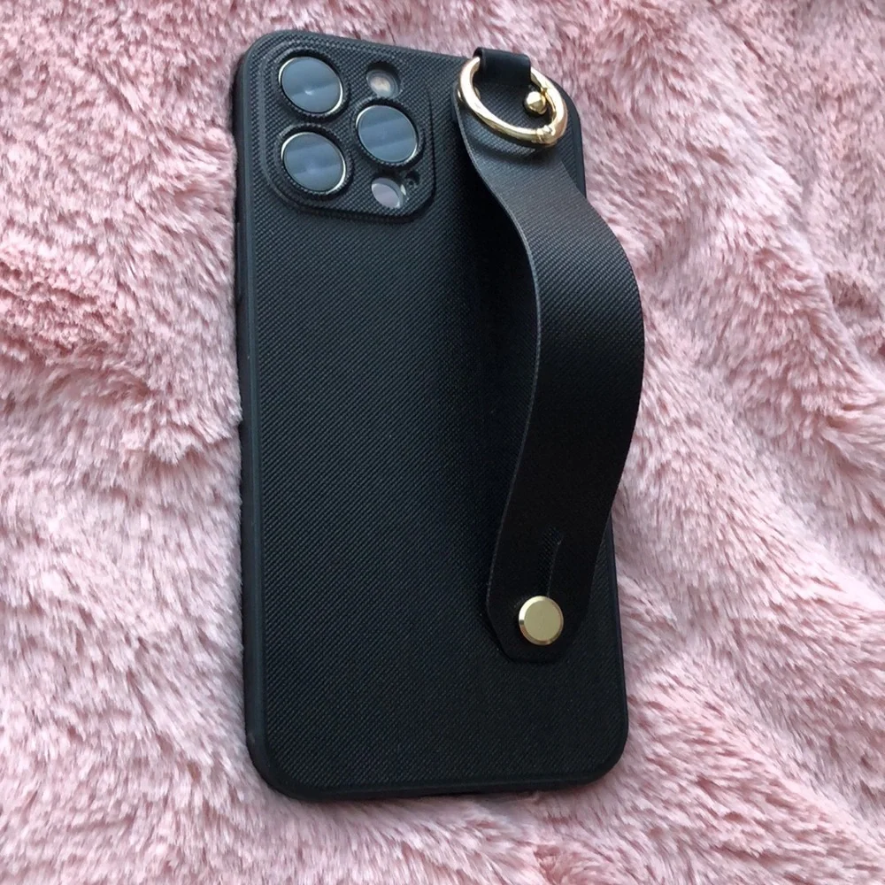 For iPhone 14,14 plus,14 pro,14 pro max phone case with wrist strap kickstand